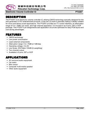 PT2257 Datasheet PDF Princeton Technology