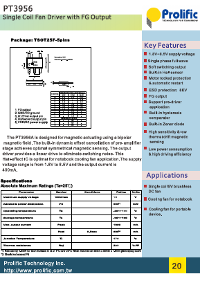 PT3956 Datasheet PDF Prolific Technology Inc.