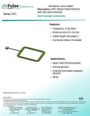 W7000T0080 Datasheet PDF Pulse Electronics