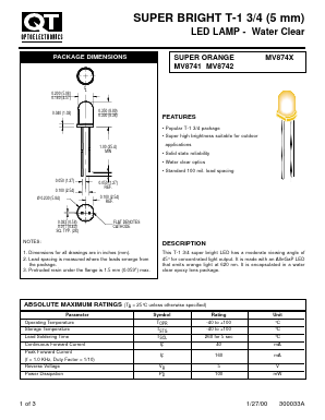 MV8742 Datasheet PDF QT Optoelectronics => Fairchildsemi