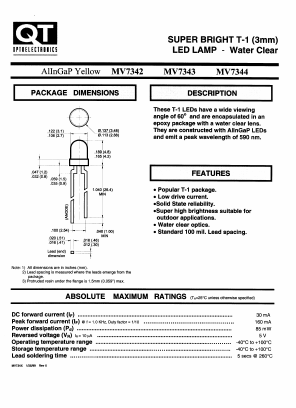 MV7343 Datasheet PDF QT Optoelectronics => Fairchildsemi