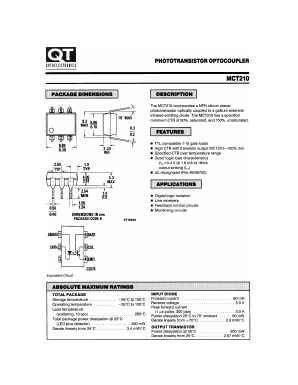 MCT210 Datasheet PDF QT Optoelectronics => Fairchildsemi