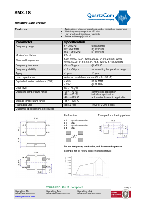 SMX-1S Datasheet PDF QUARTZCOM the communications company