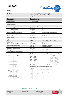 TX7-302C Datasheet PDF QUARTZCOM the communications company