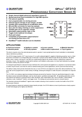 QT310 Datasheet PDF Quantum Research Group