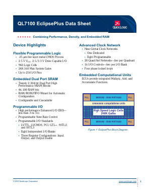QL7100-4PT208C Datasheet PDF QuickLogic Corporation