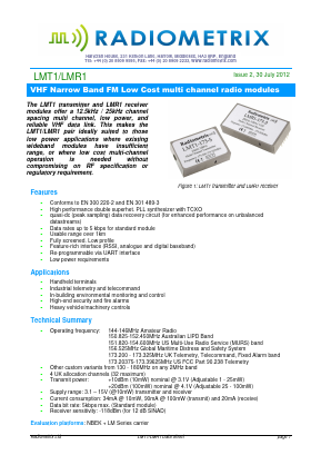 LMT1-156.525-PM Datasheet PDF Radiometrix Ltd