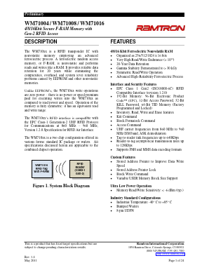 WM71008 Datasheet PDF Ramtron International Corporation