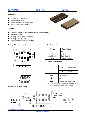 RF0622 Datasheet PDF REYCONNS CHINA LIMITED