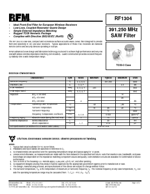 RF1304 Datasheet PDF RF Monolithics, Inc