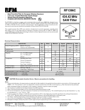 RF1396C Datasheet PDF RF Monolithics, Inc