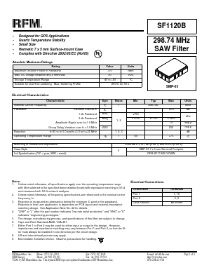 SF1120B Datasheet PDF RF Monolithics, Inc