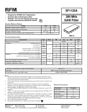 SF1125A Datasheet PDF RF Monolithics, Inc