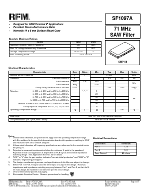 SF1097A Datasheet PDF RF Monolithics, Inc