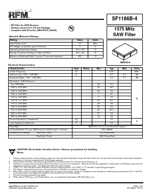 SF1186B-4 Datasheet PDF RF Monolithics, Inc