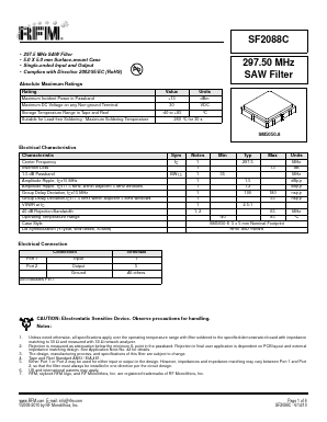 SF2088C Datasheet PDF RF Monolithics, Inc