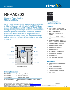 RFPA0802PCK-410 Datasheet PDF RF Micro Devices