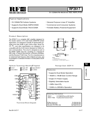 RF2617PCBA Datasheet PDF RF Micro Devices
