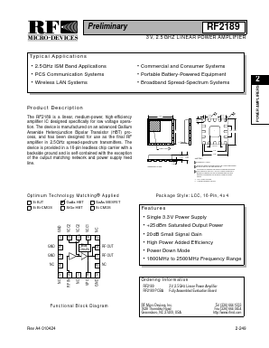 RF2189 Datasheet PDF RF Micro Devices