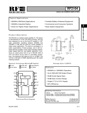 RF2104PCBA-L Datasheet PDF RF Micro Devices