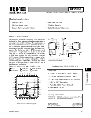 RF2938TR13 Datasheet PDF RF Micro Devices