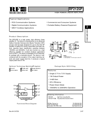 RF2125P Datasheet PDF RF Micro Devices