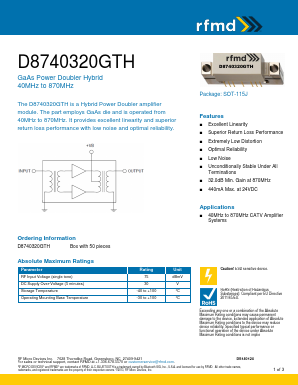 D8740320GTH Datasheet PDF RF Micro Devices
