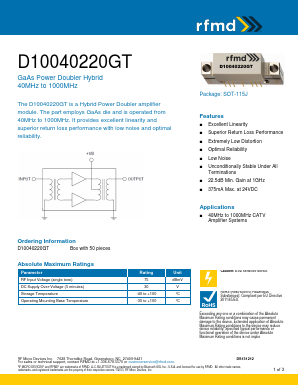 D10040220GT Datasheet PDF RF Micro Devices