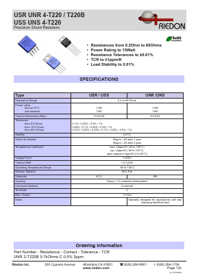 USS4-T220 Datasheet PDF Riedon Powertron