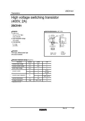 2SC5161 Datasheet PDF ROHM Semiconductor