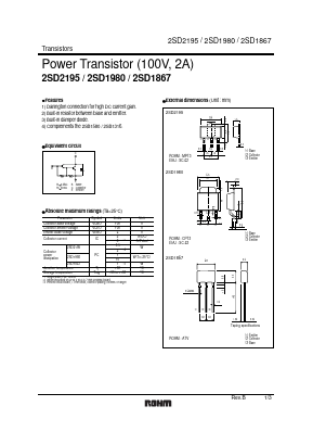 2SD1980 Datasheet PDF ROHM Semiconductor