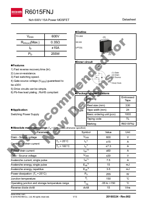 R6015FNJ Datasheet PDF ROHM Semiconductor