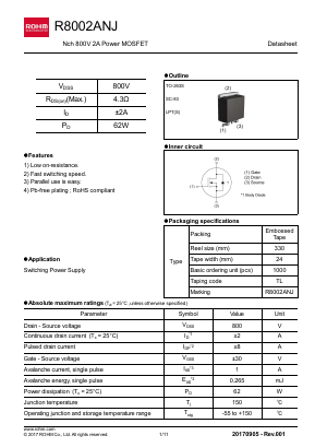 R8002ANJ Datasheet PDF ROHM Semiconductor