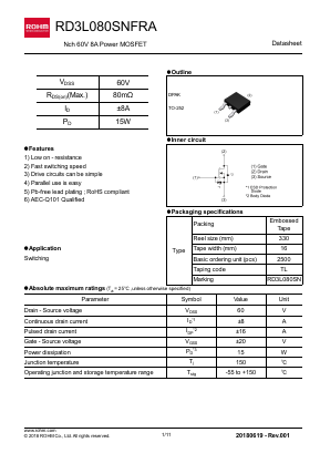 RD3L080SNFRA Datasheet PDF ROHM Semiconductor