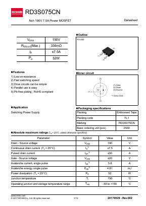 RD3S075CN Datasheet PDF ROHM Semiconductor