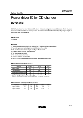BD7960FM Datasheet PDF ROHM Semiconductor