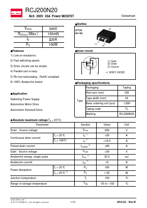 RCJ200N20 Datasheet PDF ROHM Semiconductor