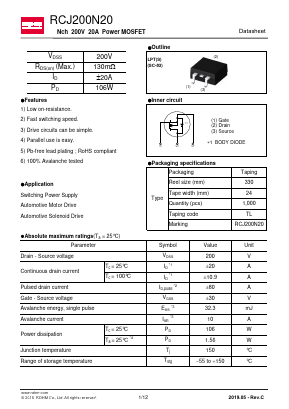 RCJ200N20 Datasheet PDF ROHM Semiconductor