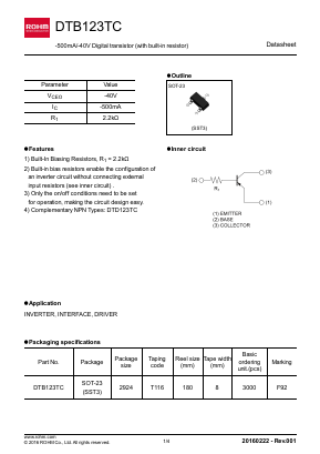 DTB123TC Datasheet PDF ROHM Semiconductor