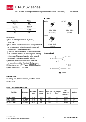 DTA013ZUB Datasheet PDF ROHM Semiconductor
