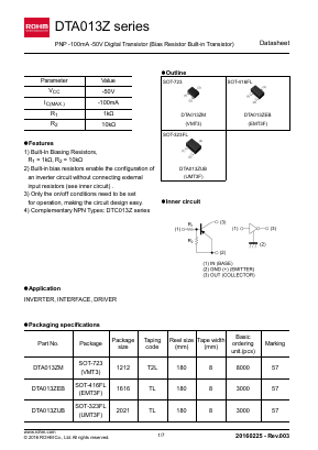 DTA013ZEB Datasheet PDF ROHM Semiconductor