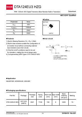 DTA124EU3HZG Datasheet PDF ROHM Semiconductor