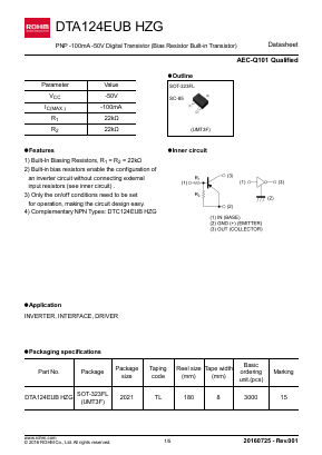 DTA124EUBHZG Datasheet PDF ROHM Semiconductor