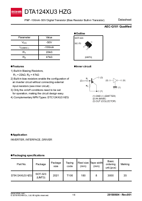 DTA124XU3HZG Datasheet PDF ROHM Semiconductor