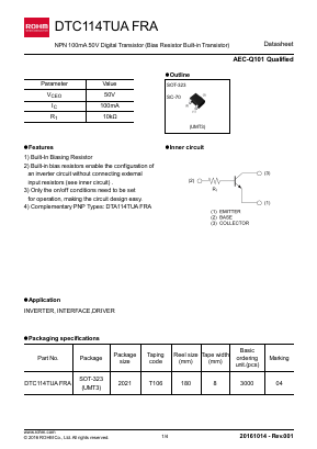 DTC114TUAFRA Datasheet PDF ROHM Semiconductor