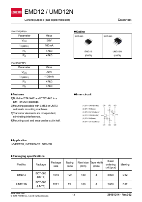 UMD12N Datasheet PDF ROHM Semiconductor