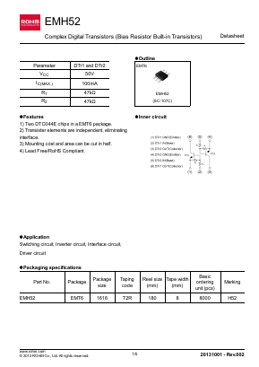 EMH52 Datasheet PDF ROHM Semiconductor