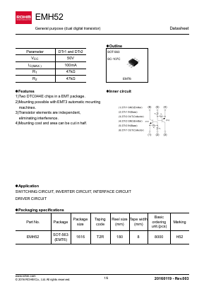 EMH52 Datasheet PDF ROHM Semiconductor
