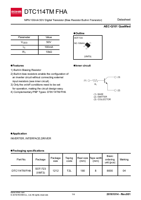 DTC114TMFHA Datasheet PDF ROHM Semiconductor