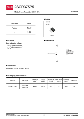 2SCR375P5 Datasheet PDF ROHM Semiconductor
